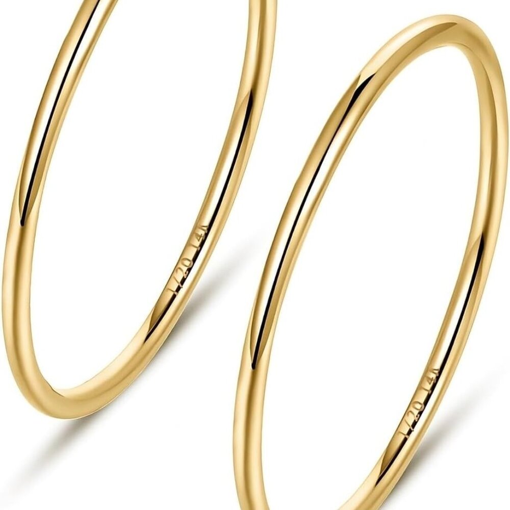 1mm 14K Gold Filled Rings for Women Girls Thin Gold Ring Dainty Cute Stacking St